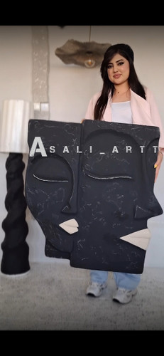 دیوارکوب برجسته زوج عاشق،پاپیه ماشه رنگ سیاه