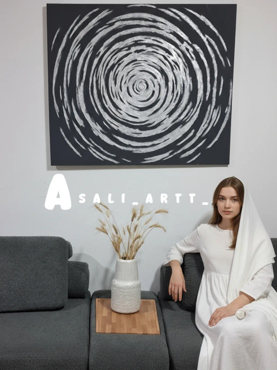 تابلو گرد سیاه چاله، برجسته، رنگ نقرهای