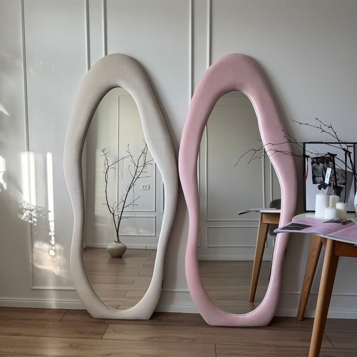 اینه دفرمه قدی پاپیه ماشه سفید و شیری