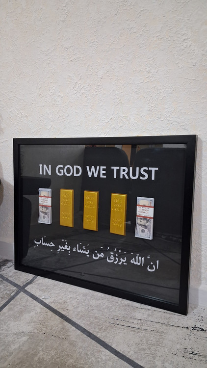 تابلو دسته دلار و شمش رنگ مشکی